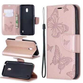 Калъф / book type / Nokia 2.2 - rose-gold пеперуди