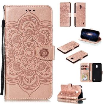 Калъф / book type / Nokia 2.2 - rose-gold мандала