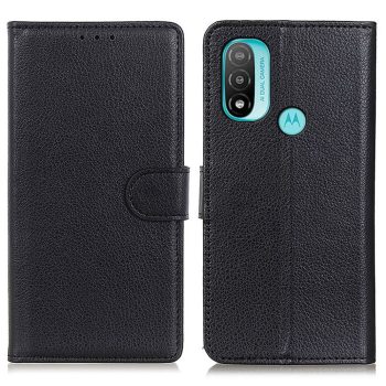 Кожен калъф тефтер /book type/ Motorola Moto E20 / Moto E40 - черен