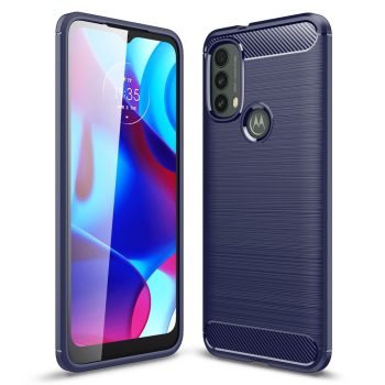 Силиконов калъф гръб Carbon Case Motorola Moto E20 / Moto E40 - син