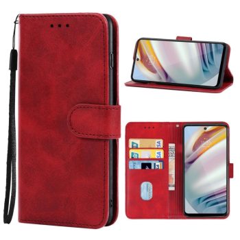 Кожен калъф тефтер / book type / Motorola Moto G60 - червен гладка кожа